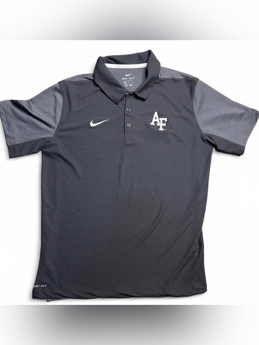 Nike Black & Gray Air Force Dri-FIT Polo